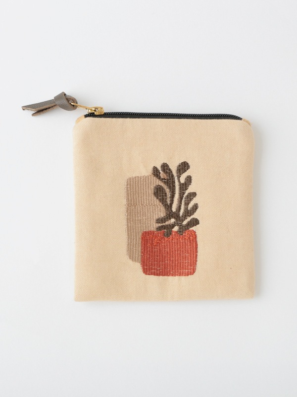 抽象画刺繍ポーチ 13×13cm （2カラー）M26-2173