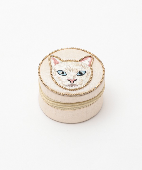 キャット刺繍 ラウンドケース M42-2712