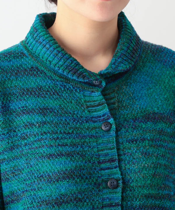 絣MIXへちま衿カーディガン 日本製 25W445