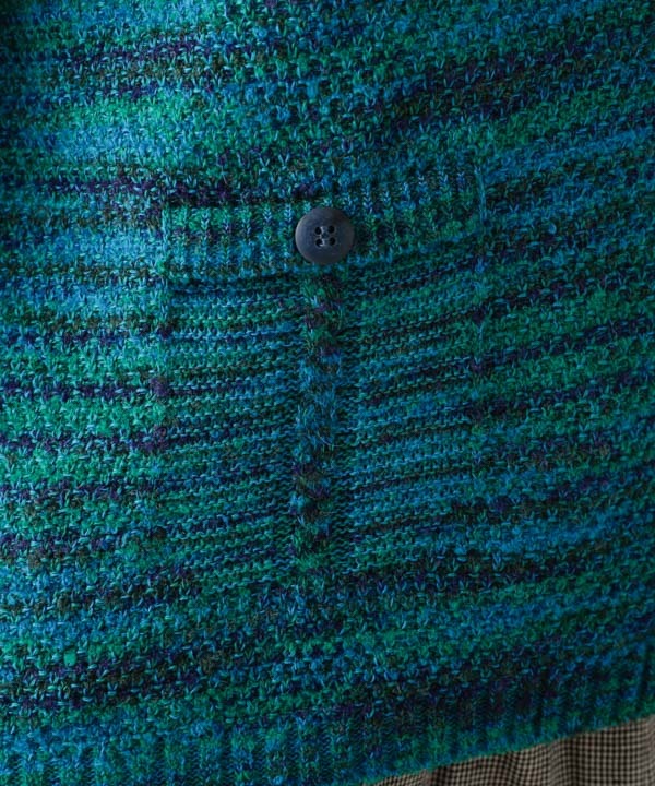 絣MIXへちま衿カーディガン 日本製 25W445