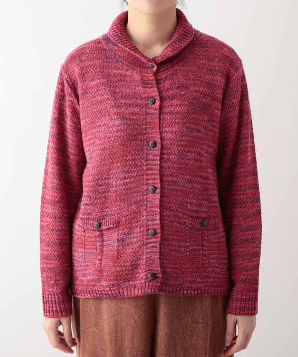 絣MIXへちま衿カーディガン 日本製 25W445