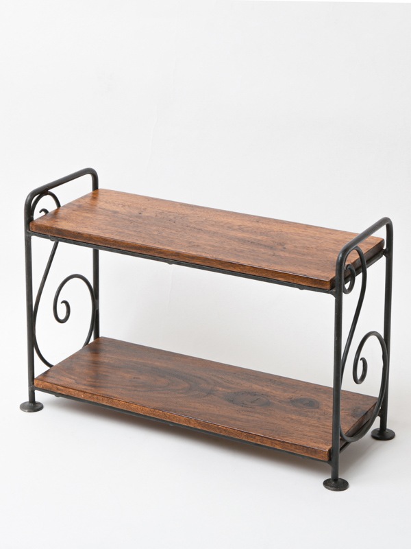 シーシャムウッド 卓上ディスプレイ 2段ラック スクロール 40×26cm IAPH058