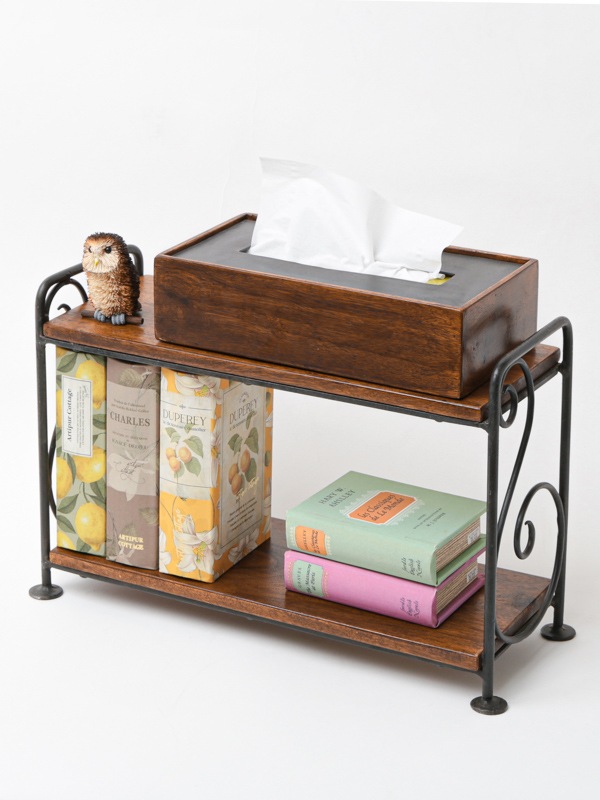 シーシャムウッド 卓上ディスプレイ 2段ラック スクロール 40×26cm IAPH058