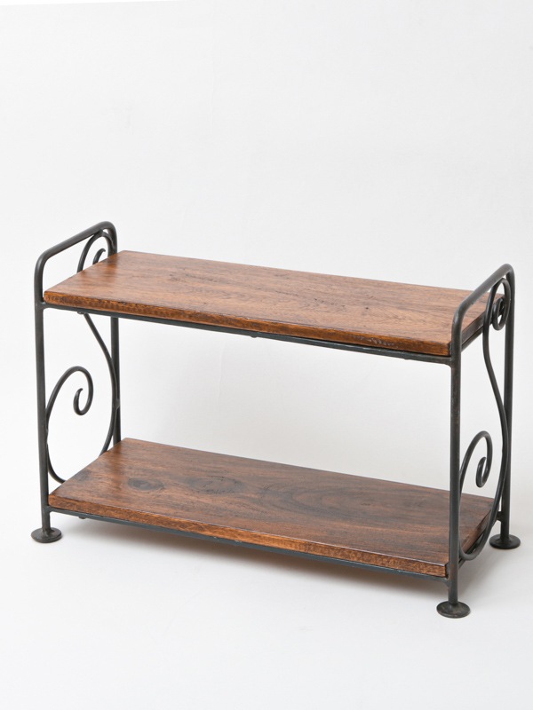 シーシャムウッド 卓上ディスプレイ 2段ラック スクロール 40×26cm IAPH058