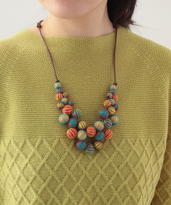 ウッド マルチ糸巻ボールネックレス A25WPN072MX