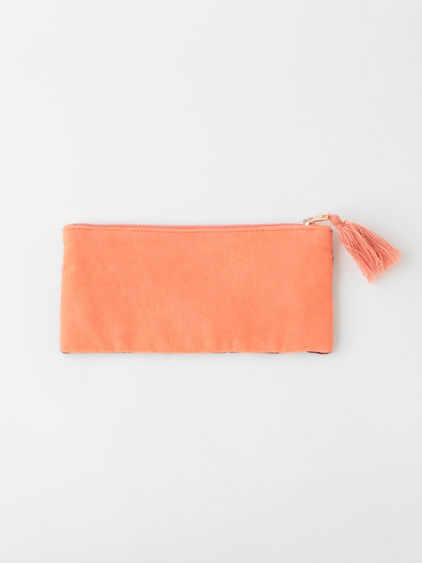 フラワー刺繍横長ベロアポーチ 20×9cm （2カラー）M42-2231