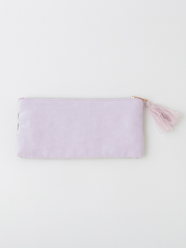 フラワー刺繍横長ベロアポーチ 20×9cm （2カラー）M42-2231