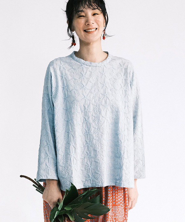 春のお花たち集う刺繍ロングシャツ 25S411
