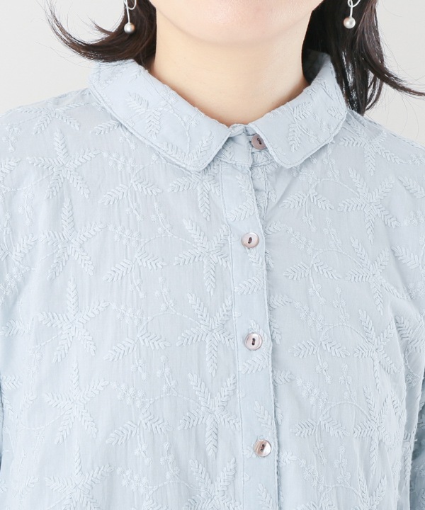春のお花たち集う刺繍ロングシャツ 25S411