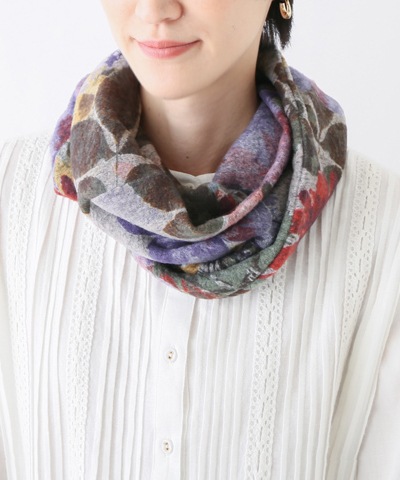 大花柄スヌード グレー B22W010GY