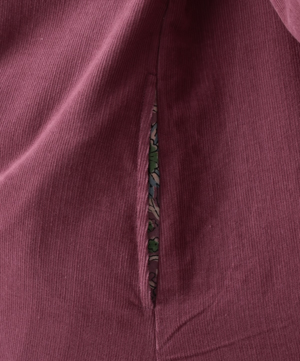 コーデュロイとお花ブロックプリントラフコート 25W448