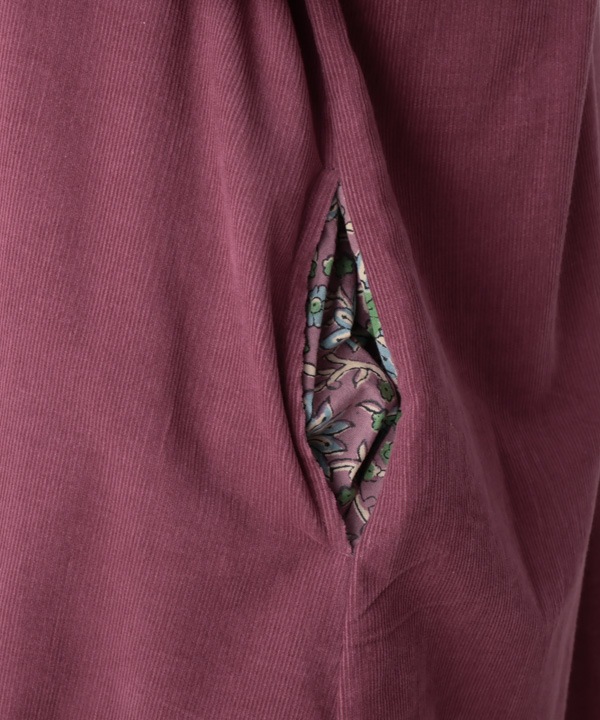 コーデュロイとお花ブロックプリントラフコート 25W448