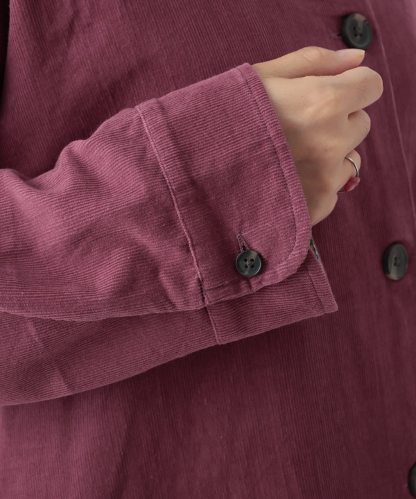 コーデュロイとお花ブロックプリントラフコート 25W448