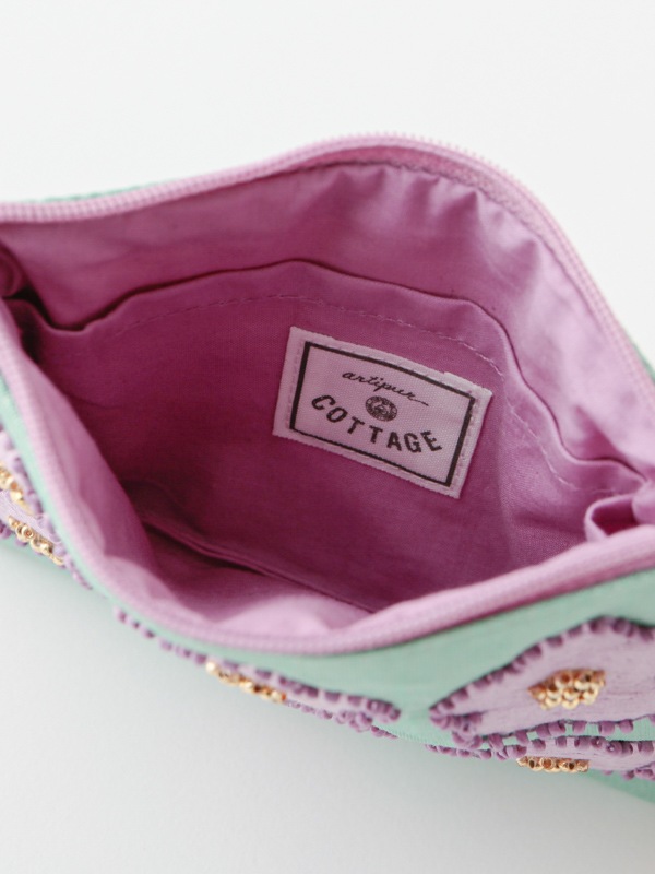 フラワービーズ刺繍ポーチ 14×10cm （3カラー）M42-2232