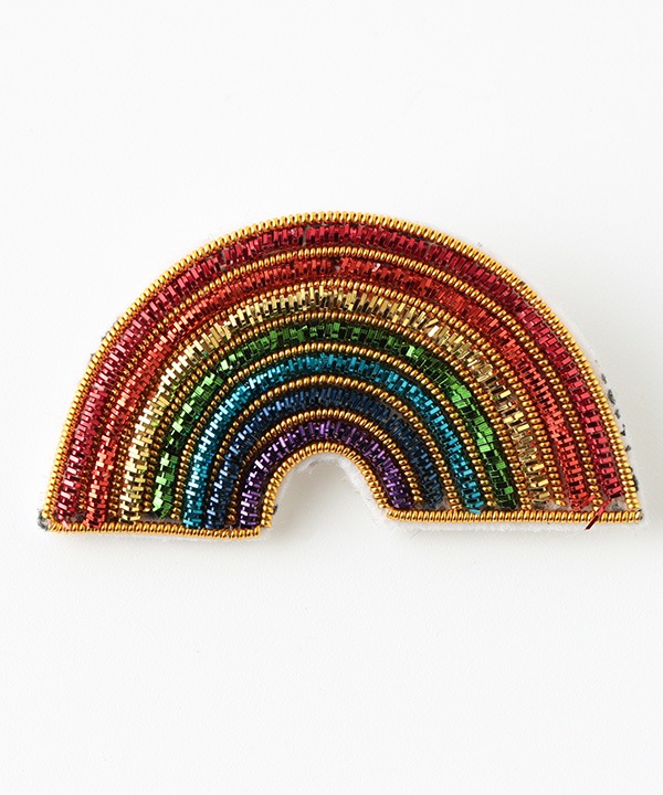 ザリ刺繍ブローチ レインボー M21-2869