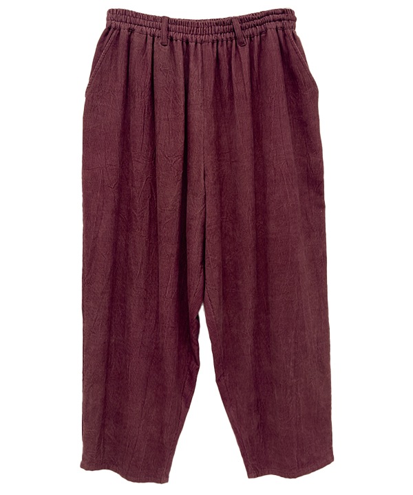 コーデュロイとお花ブロックプリントラフパンツ 25W449