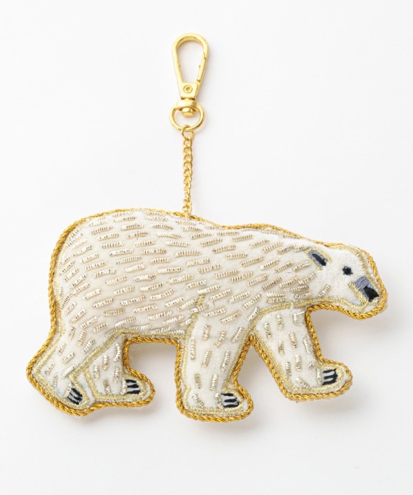 ザリ刺繍シロクマ バッグチャーム（キーホルダー） M21-0942 