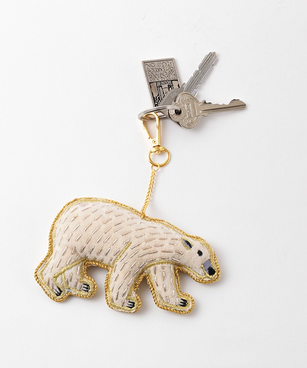 ザリ刺繍シロクマ バッグチャーム（キーホルダー） M21-0942 