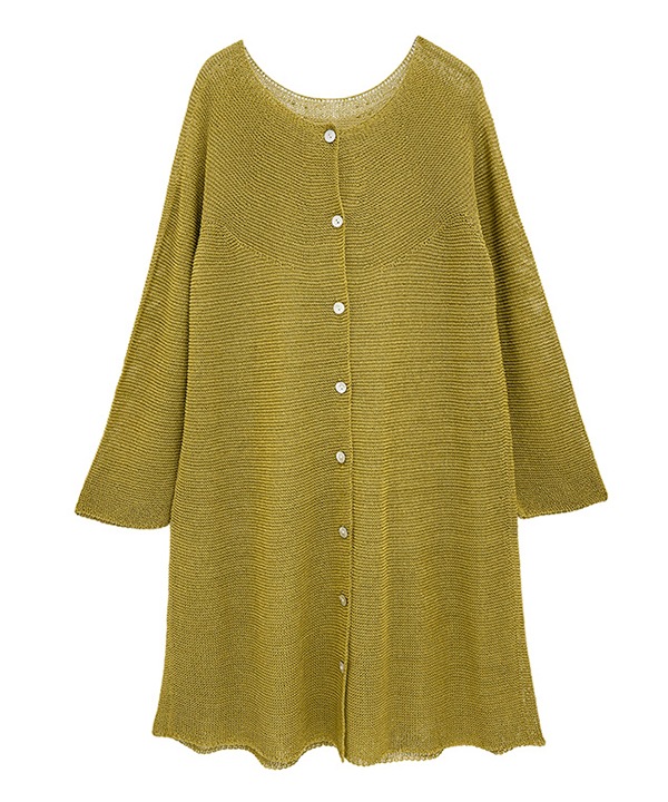 しゃりっと和紙ホールガーメントニットロングカーディガン 25S415