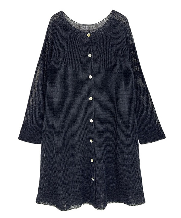 しゃりっと和紙ホールガーメントニットロングカーディガン 25S415