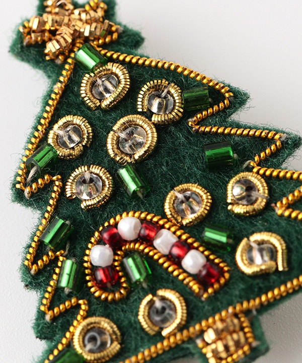 ザリ刺繍ブローチ ツリー M21-2897