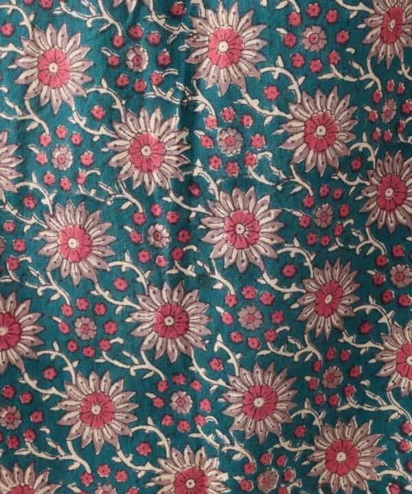 コーデュロイとお花ブロックプリント起毛コットンプリントワンピース 25W451