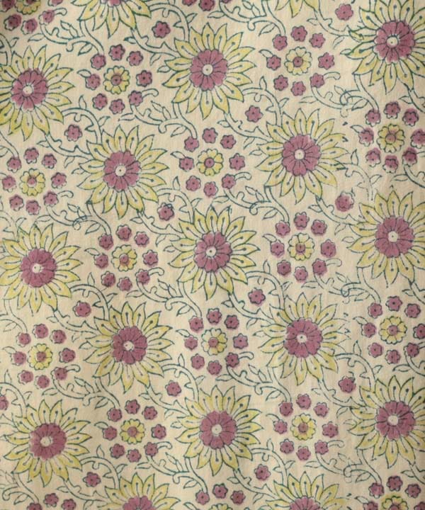 コーデュロイとお花ブロックプリント起毛コットンプリントワンピース 25W451