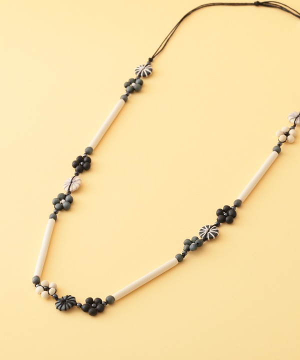 ウッド モノトーンパイプネックレス A25WPN077BK