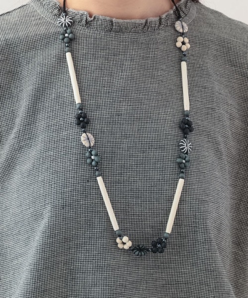 ウッド モノトーンパイプネックレス A25WPN077BK