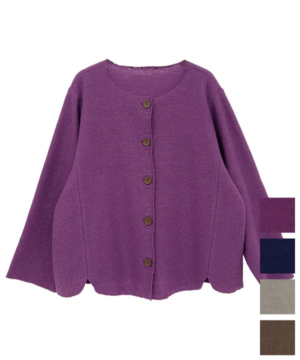 ほっこり縮絨ウールカーディガン 25W453