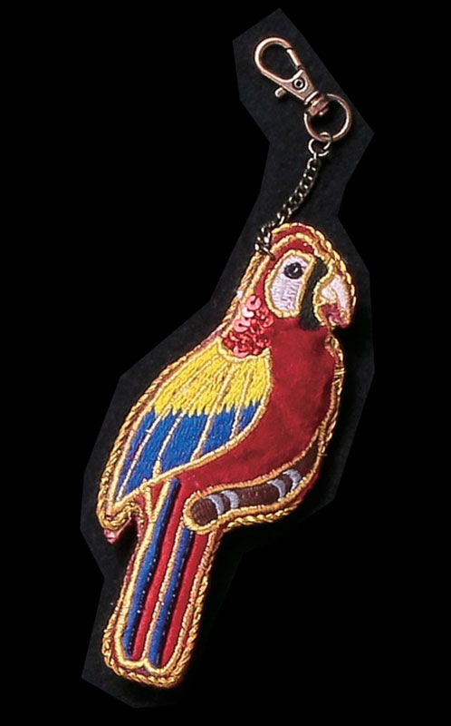 ザリ刺繍オウム バッグチャーム（キーホルダー） M21-0945 