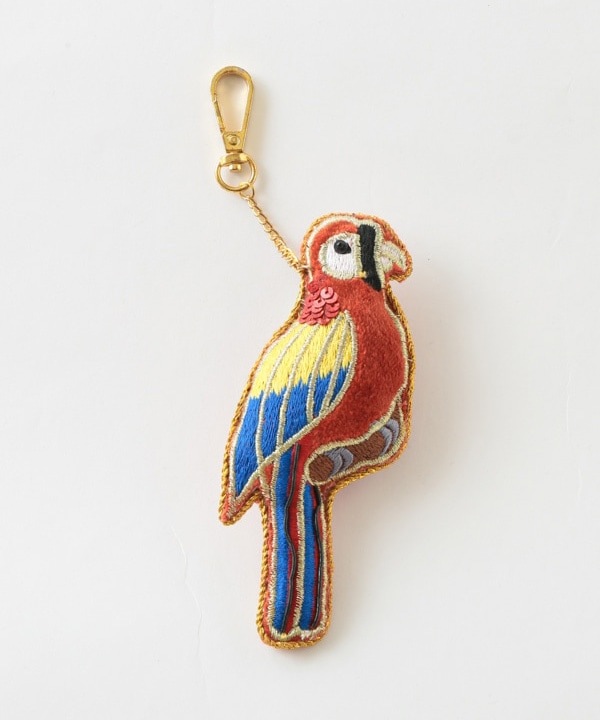ザリ刺繍オウム バッグチャーム（キーホルダー） M21-0945 