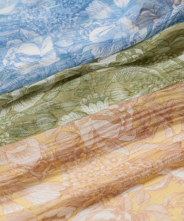 シルク混 花柄プリントショール 160×40cm B25S037