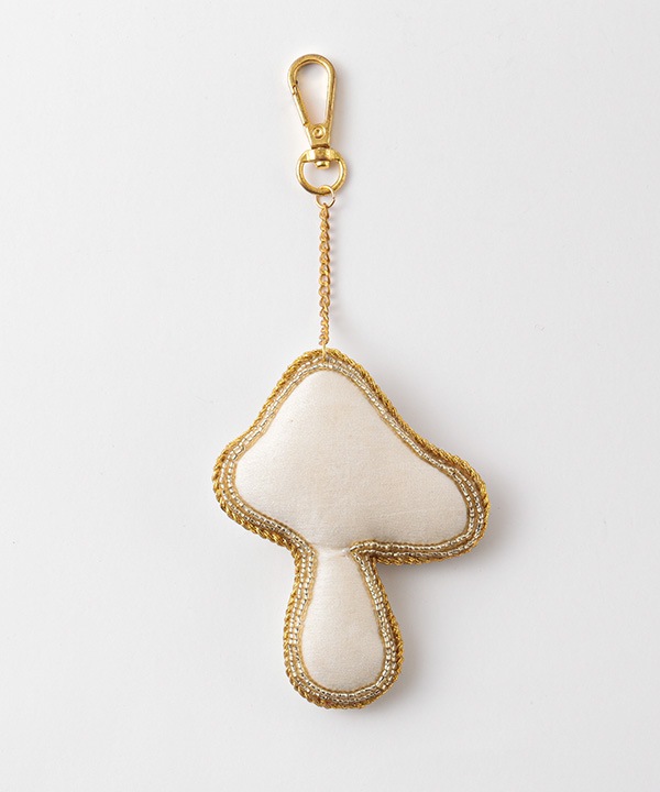 ザリ刺繍 キノコ バッグチャーム（キーホルダー） M21-2900
