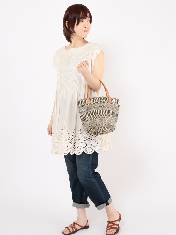 柄サイザルバッグ Mサイズ アクリルウール混（3カラー・柄アソート） KENB-100