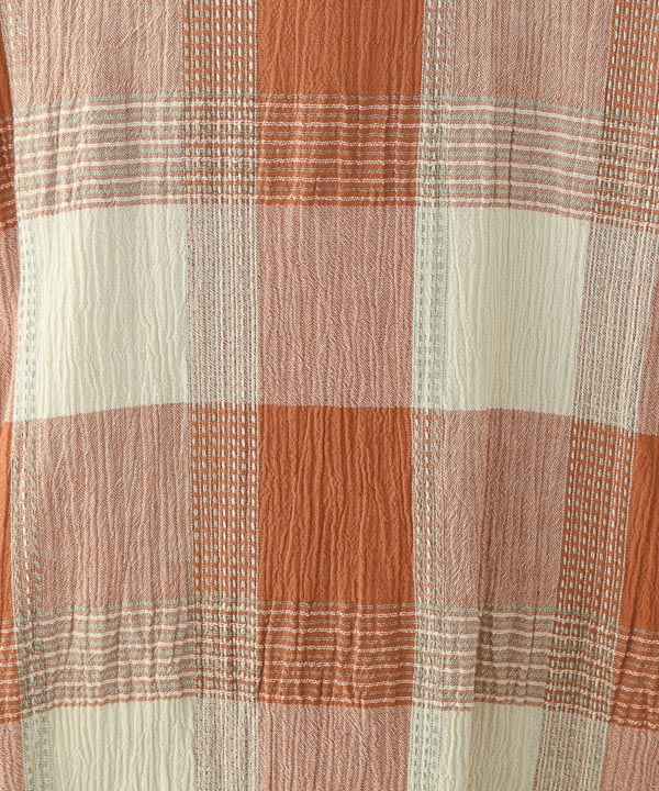 【25SS NEW】Acne Studios/チェック柄 コットンシャツワンピース チェックに刺し子風ドビーコットンシャツワンピース 25S427