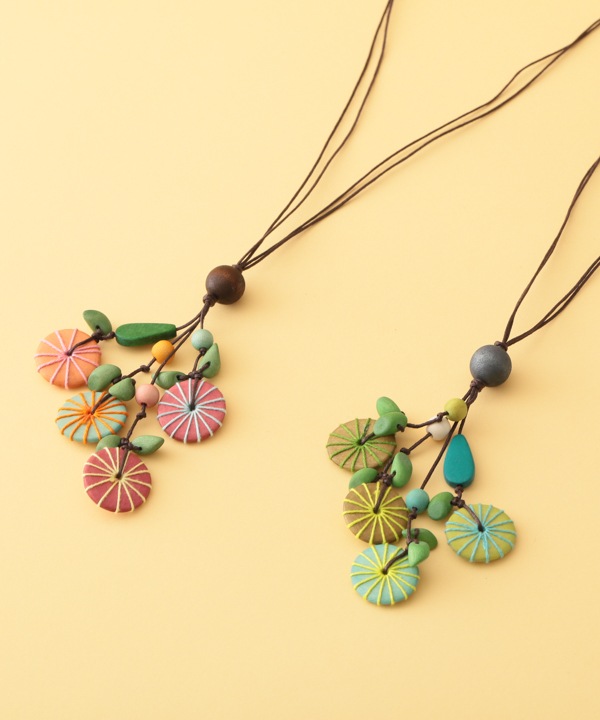 ウッド 糸巻トップネックレス A25WPN079