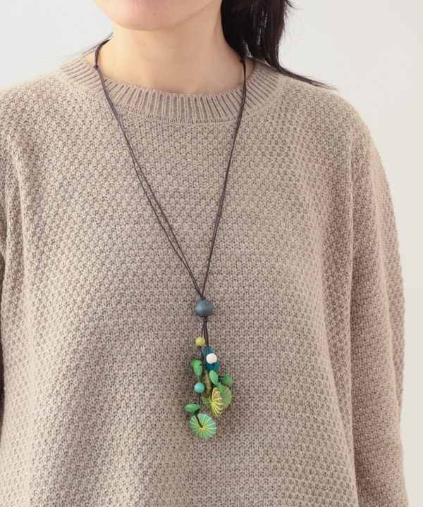 ウッド 糸巻トップネックレス A25WPN079