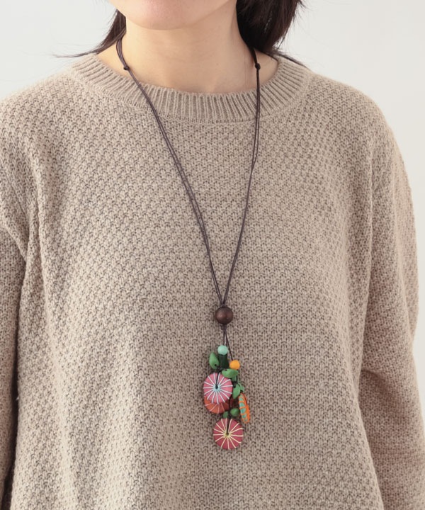 ウッド 糸巻トップネックレス A25WPN079