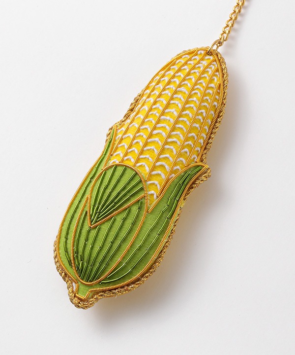 ザリ刺繍 トウモロコシ バッグチャーム（キーホルダー） M21-2901