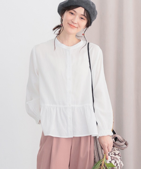 ソフトコットンツイルブラウス 25W006WH