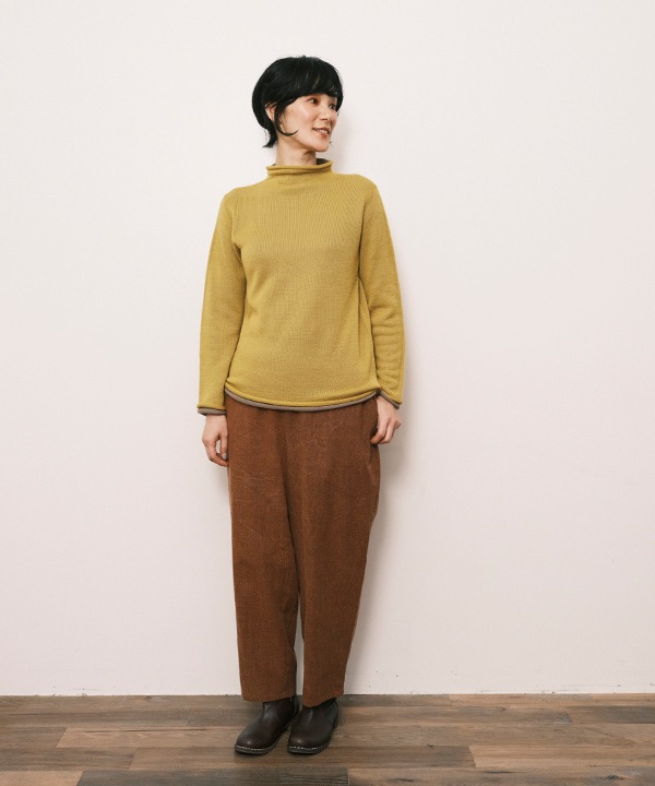 ホールガーメント ロールボトルネックニット2枚重ね・ボトルネック・プルオーバー 日本製 25W456