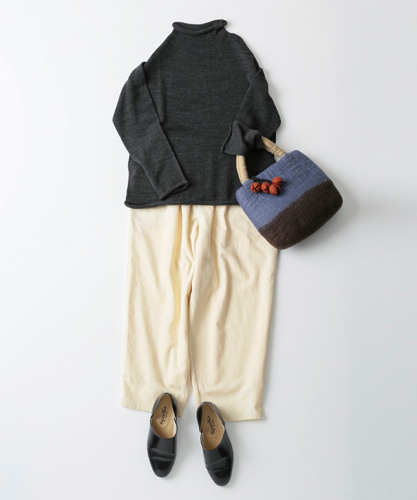 ホールガーメント ロールボトルネックニット2枚重ね・ボトルネック・プルオーバー 日本製 25W456