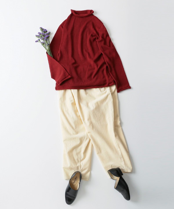 ホールガーメント ロールボトルネックニット2枚重ね・ボトルネック・プルオーバー 日本製 25W456