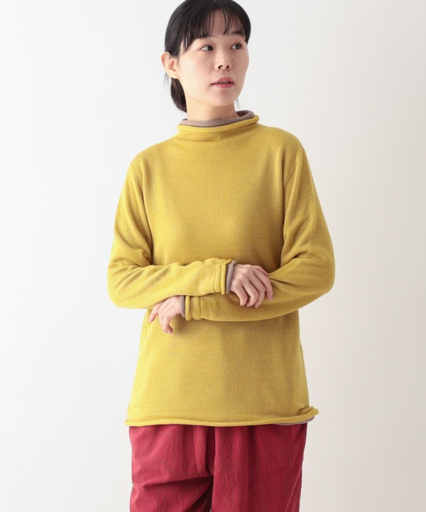 ホールガーメント ロールボトルネックニット2枚重ね・ボトルネック・プルオーバー 日本製 25W456