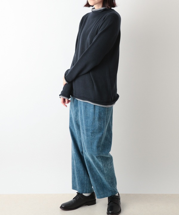 ホールガーメント ロールボトルネックニット2枚重ね・ボトルネック・プルオーバー 日本製 25W456