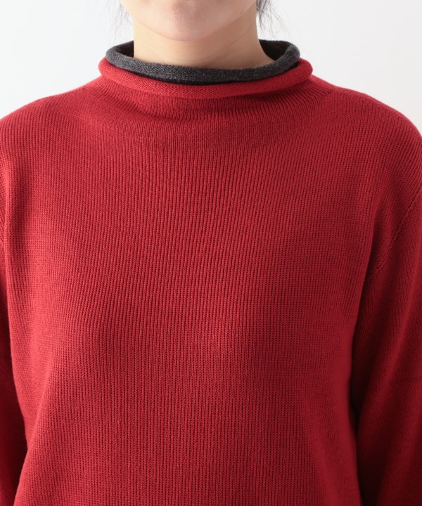 ホールガーメント ロールボトルネックニット2枚重ね・ボトルネック・プルオーバー 日本製 25W456