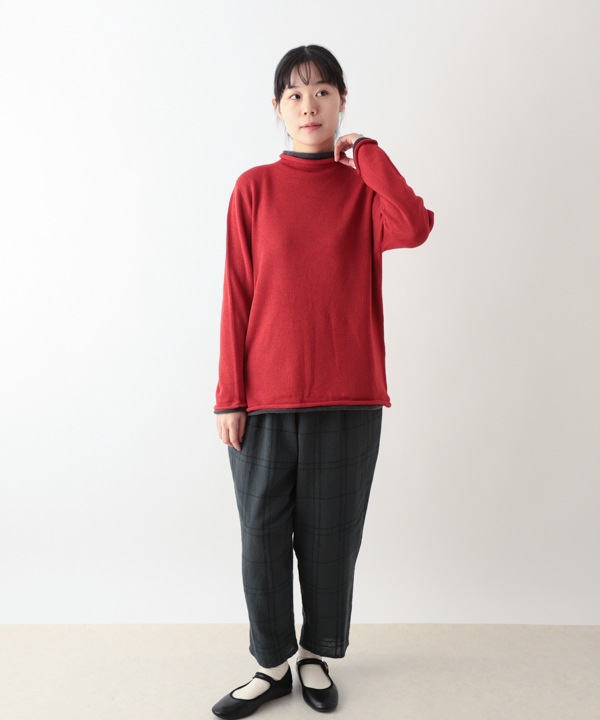 ホールガーメント ロールボトルネックニット2枚重ね・ボトルネック・プルオーバー 日本製 25W456