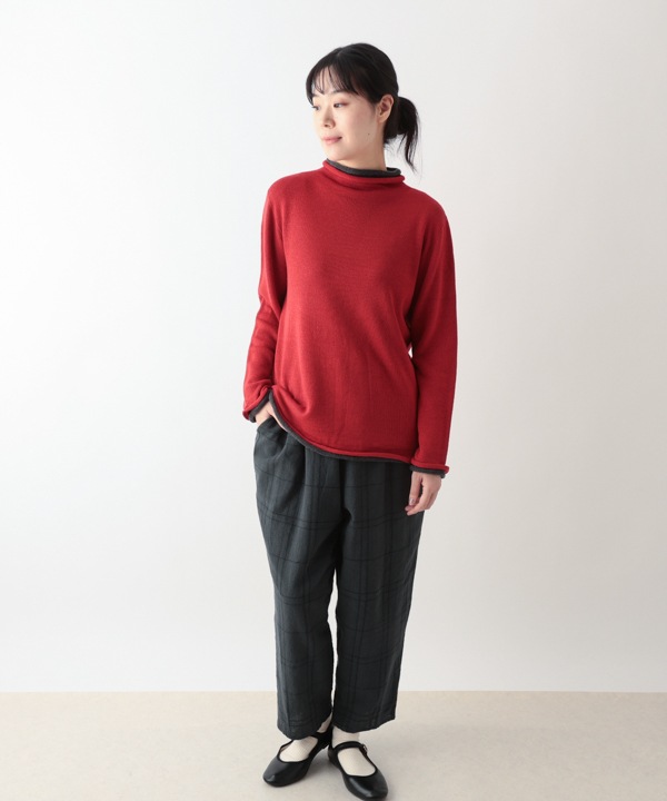 ホールガーメント ロールボトルネックニット2枚重ね・ボトルネック・プルオーバー 日本製 25W456