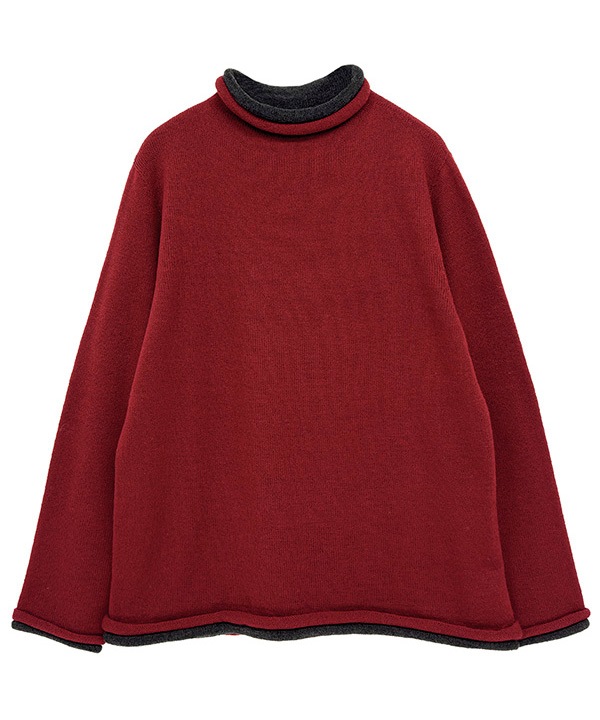 ホールガーメント ロールボトルネックニット2枚重ね・ボトルネック・プルオーバー 日本製 25W456